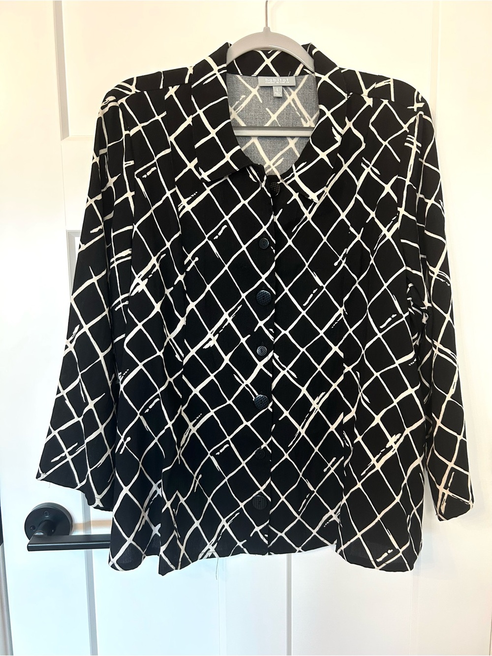 Habitat Black White Geometric Print Button Up Shirt Jacket L